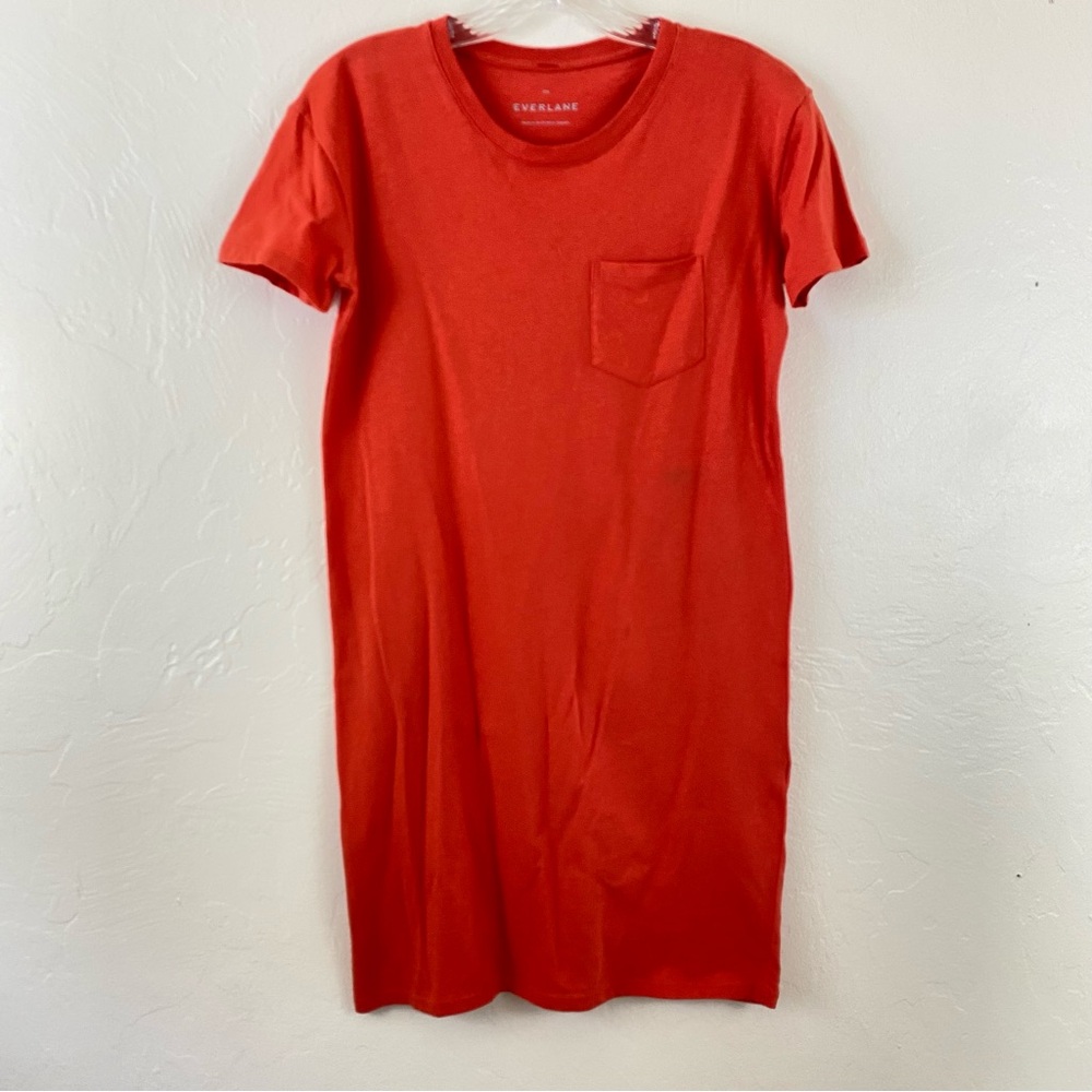 Everlane Size XXS Coral Orange Scoop Neck Short Sleeve T-shirt Mini Dress
